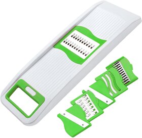 Bluzon Premium 6 in 1 Slicer for Fruit and Vegetables (Green, White)