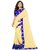 Janvi sales beige and blue designer georgette embroidered border saree with blouse piece(mapple.blue saree)