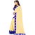 Janvi sales beige and blue designer georgette embroidered border saree with blouse piece(mapple.blue saree)