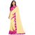 Janvi sales beige and pink designer georgette embroidered border saree with blouse piece(mapple.pink saree)