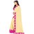 Janvi sales beige and pink designer georgette embroidered border saree with blouse piece(mapple.pink saree)