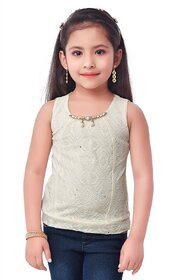 Semi Partywear western Seperat Sleevless for Kids Size36-Yellow Top by Triki.