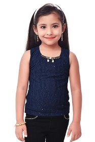 Semi Partywear western  Seperat Sleevless  for Kids Size 30- Neavy Blue Top by Triki.