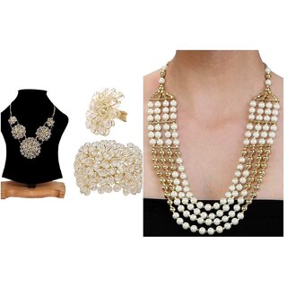 Sparkle Oxidised Multicolor Alloy Necklace Set For Women