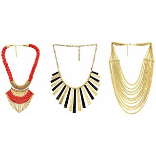 Sparkle Oxidised Multicolor Alloy Necklace Set For Women