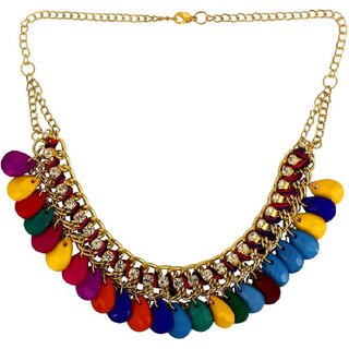 Sparkle Oxidised Multicolor Alloy Necklace Set For Women