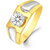 Sukai Jewels Single Solitaire Descent Look Gold Plated Alloy & Brass Cz American Diamond Finger Ring for Men [SFR101G]