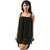 One Piece Dress Spaghetti Strap Back Metal Cross Cutout Sleeveless Black Color.