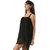 One Piece Dress Spaghetti Strap Back Metal Cross Cutout Sleeveless Black Color.