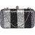 TARUSA Black & Silver Synthetic Shimmer Material Geometric Pattern Box Clutch For Women's