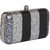 TARUSA Black & Silver Synthetic Shimmer Material Geometric Pattern Box Clutch For Women's