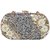 TARUSA Golden Synthetic Shimmer Material Geometric Pattern Box Clutch For Women's