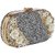 TARUSA Golden Synthetic Shimmer Material Geometric Pattern Box Clutch For Women's