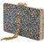 TARUSA Grey Synthetic Shimmer Material Abstract Pattern Box Clutch For Women's
