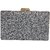 TARUSA Grey Synthetic Shimmer Material Abstract Pattern Box Clutch For Women's