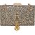 TARUSA Antique Copper Synthetic Shimmer Material Abstract Pattern Box Clutch For Women's