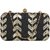 TARUSA Black Net Floral Pattern Box Clutch For Women's