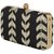 TARUSA Black Net Floral Pattern Box Clutch For Women's