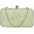 TARUSA Sea Green Net Floral Pattern Box Clutch For Women's