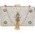 TARUSA Ivory White Synthetic Shimmer Material Abstract Pattern Box Clutch For Women's