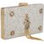 TARUSA Ivory White Synthetic Shimmer Material Abstract Pattern Box Clutch For Women's