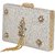 TARUSA Ivory White Synthetic Shimmer Material Abstract Pattern Box Clutch For Women's