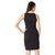Miss Chase Women's Black Solid Sleeveless Round Neck Mini Pearl Bodycon Dress
