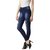 Miss Chase Women's Blue Skinny Fit Mid Rise Mildly Distressed Regular Length Ripped Denim Jeans