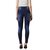 Miss Chase Women's Blue Skinny Fit Mid Rise Mildly Distressed Regular Length Ripped Denim Jeans