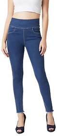 Miss Chase Women's Light Blue Super Skinny High Rise Clean Look Acid Wash Regular Length Stretchable Denim Jeggings