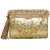 TARUSA Gold Synthetic Shimmer Material Texture Pattern Box Clutch For Women's