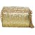 TARUSA Gold Synthetic Shimmer Material Texture Pattern Box Clutch For Women's