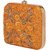 TARUSA Orange Silk Blend Floral Pattern Box Clutch For Women's