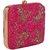 TARUSA Fuschia Pink  Silk Blend Floral Pattern Box Clutch For Women's