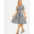 Code Yellow Women Black White Check Tie Waist Fit Flare Short Dress