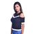 Timbre Women Cold Shoulder T Shirt Top Black