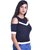 Timbre Women Cold Shoulder T Shirt Top Black