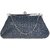 TARUSA Grey Faux Leather Geometric Cutwork Clutch For Women's