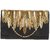 TARUSA Black Suede Abstract Embroidary Clutch For Women's