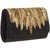 TARUSA Black Suede Abstract Embroidary Clutch For Women's