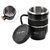 Smartcraft Camera Lens Mug with Handle , Stainless Steel Coffee Cup Camera Lens Mug Insulated Cup with Lid - Black