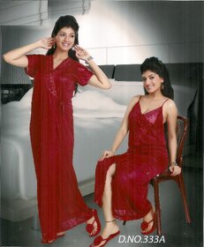 Womens Sleep Set Sexy 2pc Nighty  Over Coat New Babydoll in Red 333A Gurlz Fun Night Set Dark Pink