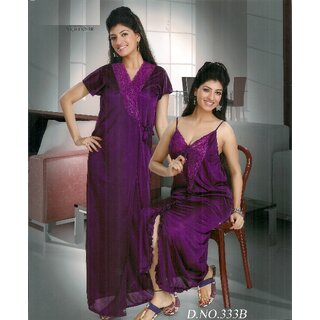 Womens Sleep Set Sexy 2pc Nighty  Over Coat New Babydoll in Red 333B Gurlz Fun Night Set Dark Purple