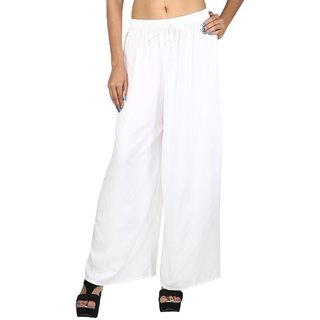 Women Rayon White colour Palazzo pant for women