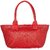 TARUSA Red Faux Leather Abstract Texture Handbag For Women's