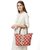 TARUSA Red Cotton Material Geometric Tote Bag For Women's