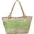 TARUSA Green Cotton Material Abstract Tote Bag For Women's