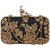 TARUSA Black Silk Material Floral Box Clutch For Women's