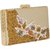 TARUSA Golden Beige Faux Leather Material Abstract Box Clutch For Women's