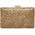 TARUSA Mocha Gold Faux Leather Material Abstract Box Clutch For Women's